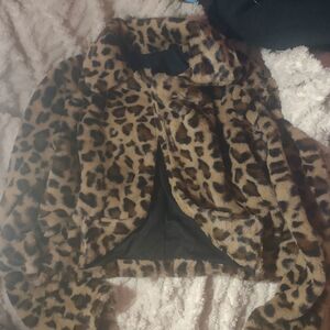 Leopard Print Faux Fur Jacket